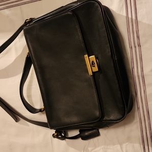 Fossil Black Leather Square Messenger Satchel